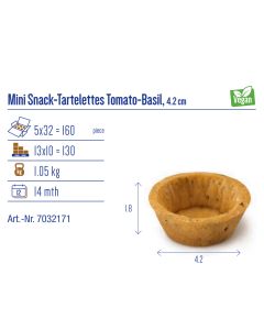 HUG TARTELETTES MINI SNACK TOMATO/BASIL 4.2CM