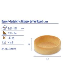 HUG TARTELETTES DESSERT BUTTER ROUND FILIGRANO 5.3CM