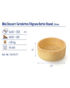 HUG TARTELETTES MINI SWEET FILIGRANO BUTTER ROUND 3.8CM