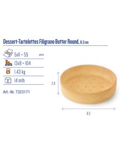 HUG TARTELETTES DESSERT BUTTER ROUND FILIGRANO 8.3CM