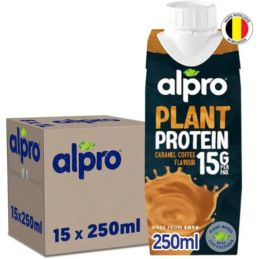 Alpro Plant Protein Caramel Coffee Soya Drink - (15x250ml)