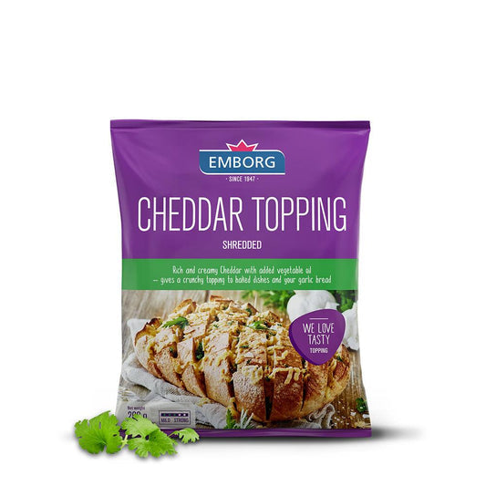 Emborg Cheddar Topping Shredded 10 PKT X 1 KG