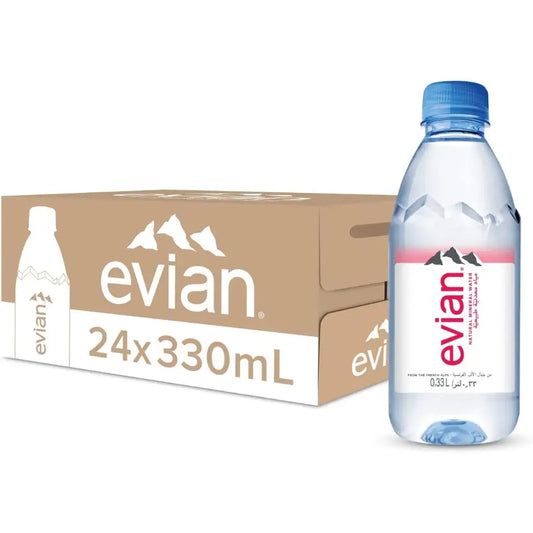 Evian Natural Mineral Water Bottles - (24x330ml)