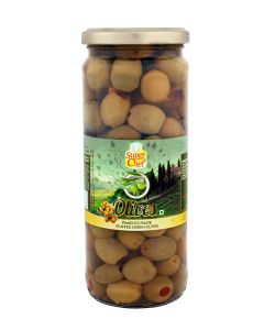 SUPER CHEF GREEN OLIVES STUFFED WITH PIMENTO 12X450 GM