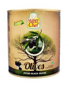 SUPER CHEF BLACK PITTED OLIVES 6X3KG