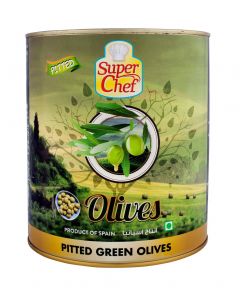 SUPER CHEF GREEN PITTED OLIVES 6X3 KG